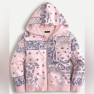 J Crew University Terry Zip-up Hoodie in Patchwork Paisley Size Large